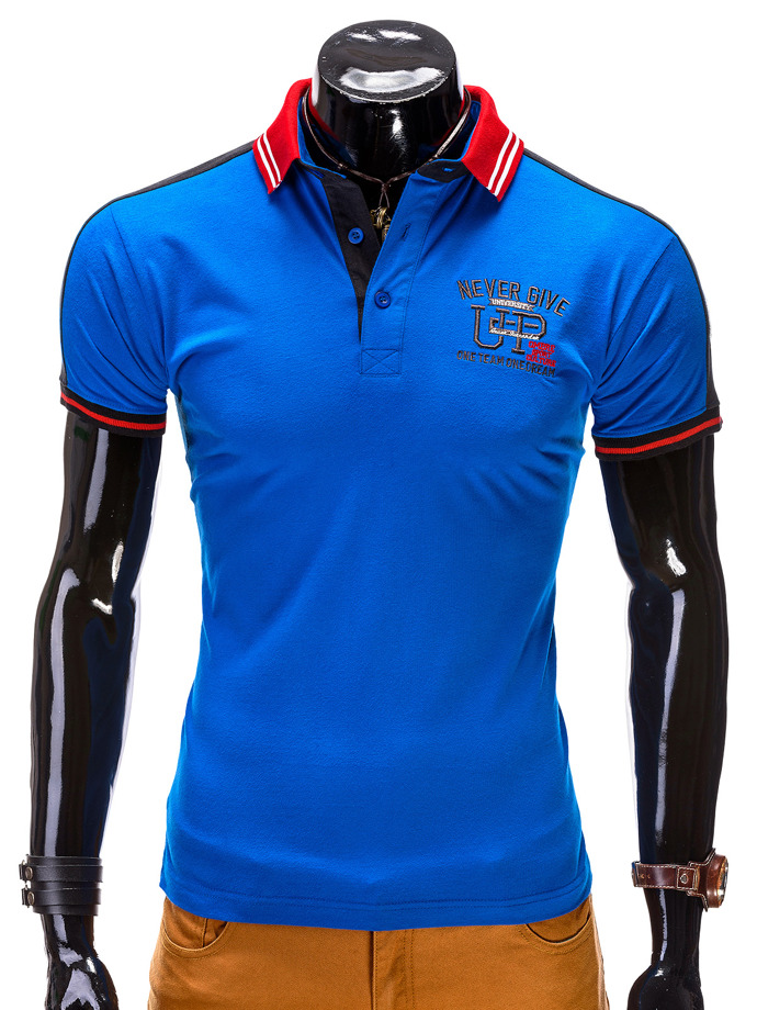 Printed men's polo shirt - blue S508