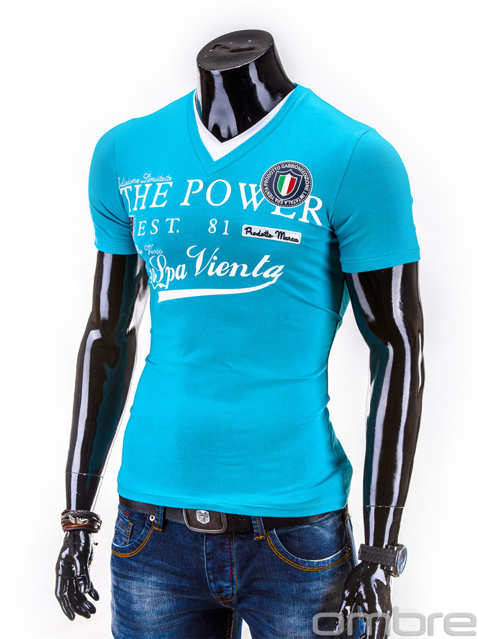 Printed men's t-shirt S563 - turquoise