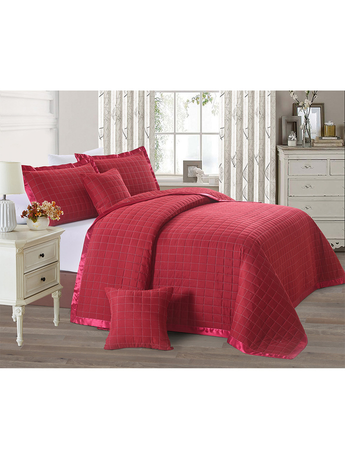 Quilted bedspread Checker A542 dark red MODONE wholesale Clothing