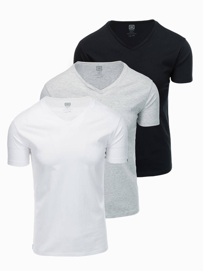 Set of V-NECK cotton shirts 3-pack - mix V11 Z29