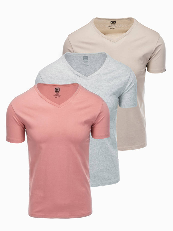 Set of V-NECK cotton shirts 3-pack - mix V14 Z29