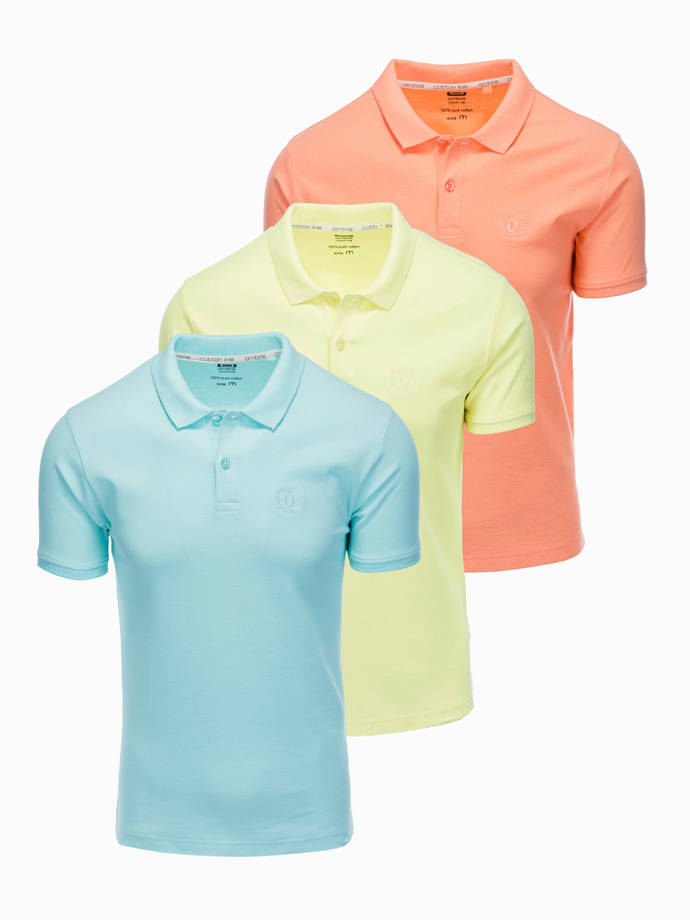 Set of men's pique knit polo shirts 3-pack - mix V14 Z28