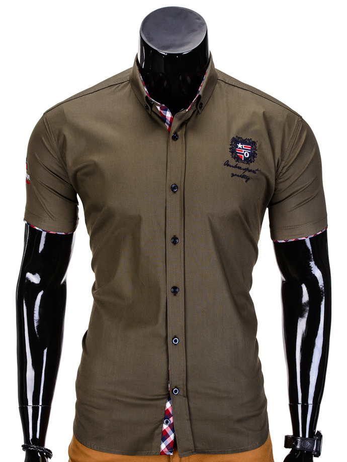 Short-sleeved men's shirt - khaki K345