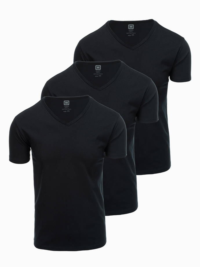 V-NECK 3-pack cotton shirt set - black V9 Z29