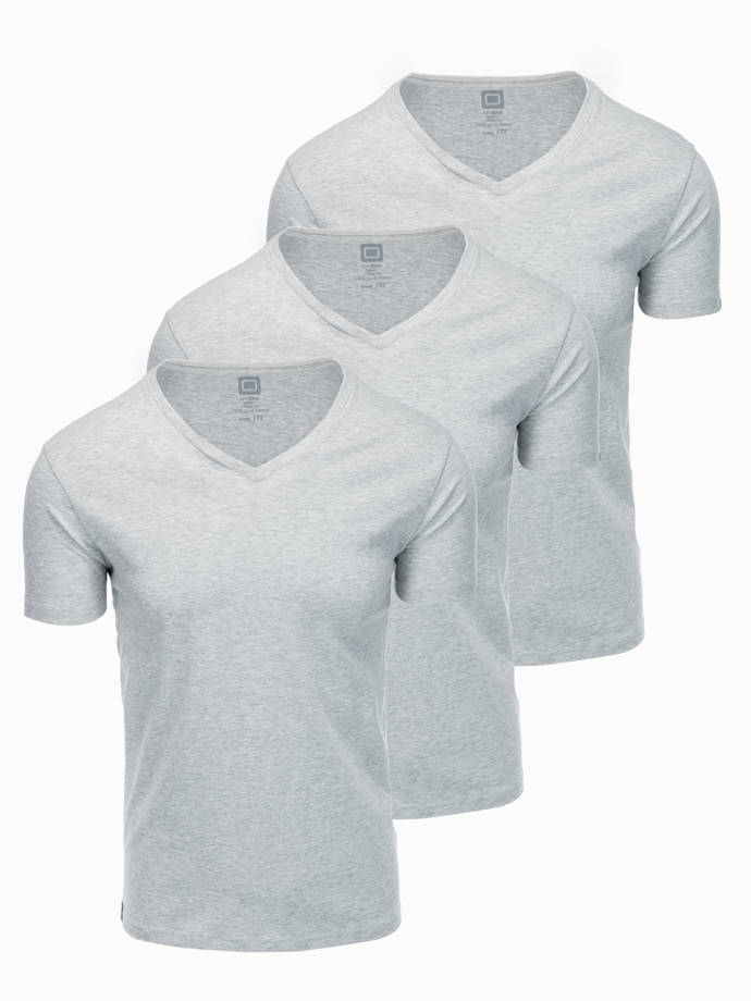 V-NECK 3-pack cotton t-shirt set - gray melange V10 Z29