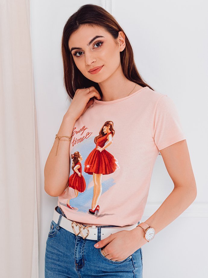 Women's printed t-shirt SLR011 - pink