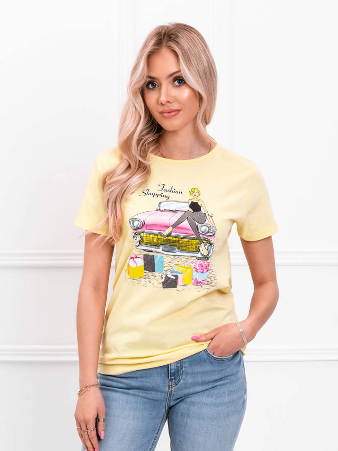 Women's printed t-shirt SLR014 - yellow