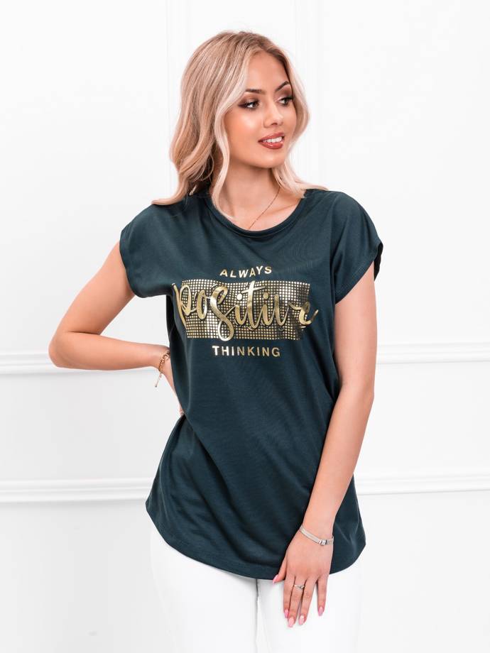 Women's printed t-shirt SLR023 - dark green