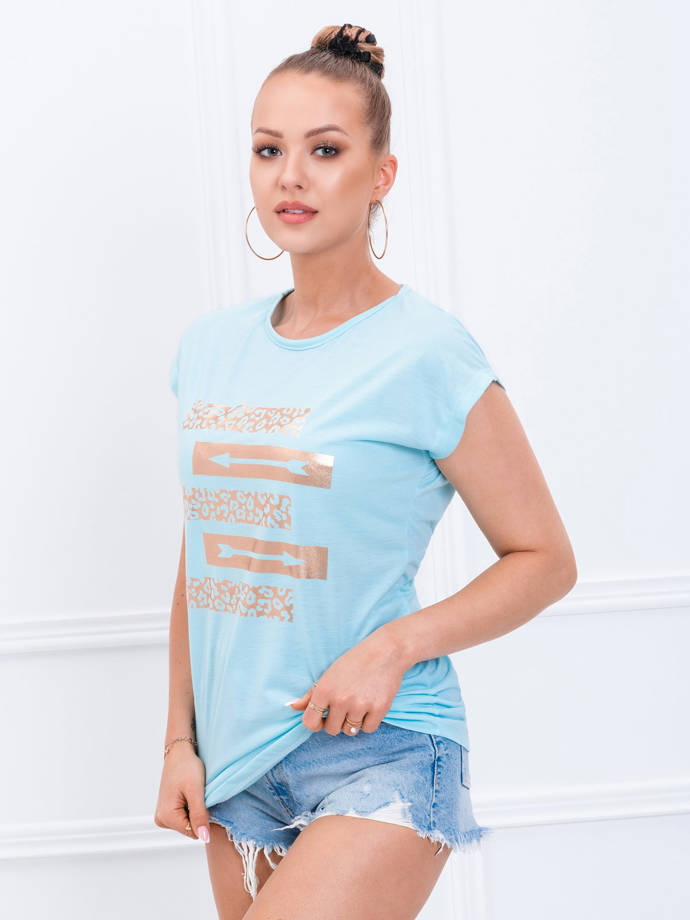 Women's printed t-shirt SLR025 - light blue