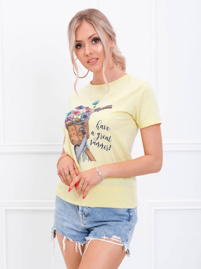 Women's printed t-shirt SLR029 - yellow