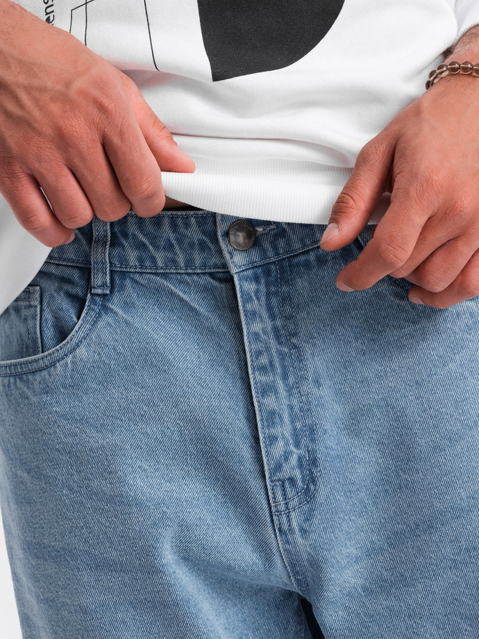 Męskie spodnie jeansowe TAPERED FIT z dziurami – jasnoniebieskie V1 OM-PADP-0175
