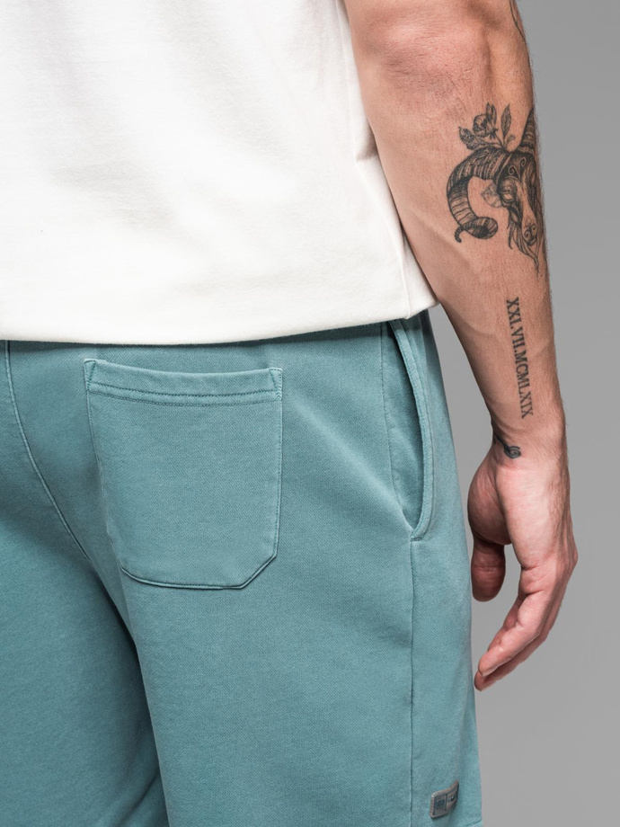 Men's RELAXED FIT athleisure style short sweat shorts - turquoise V1 OM-SRWS-0122
