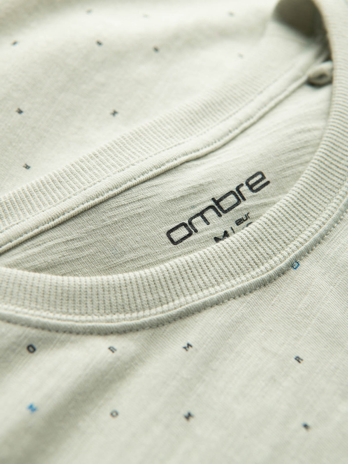 Men's full-print t-shirt with colorful letters - light green V5 OM-TSFP-0185