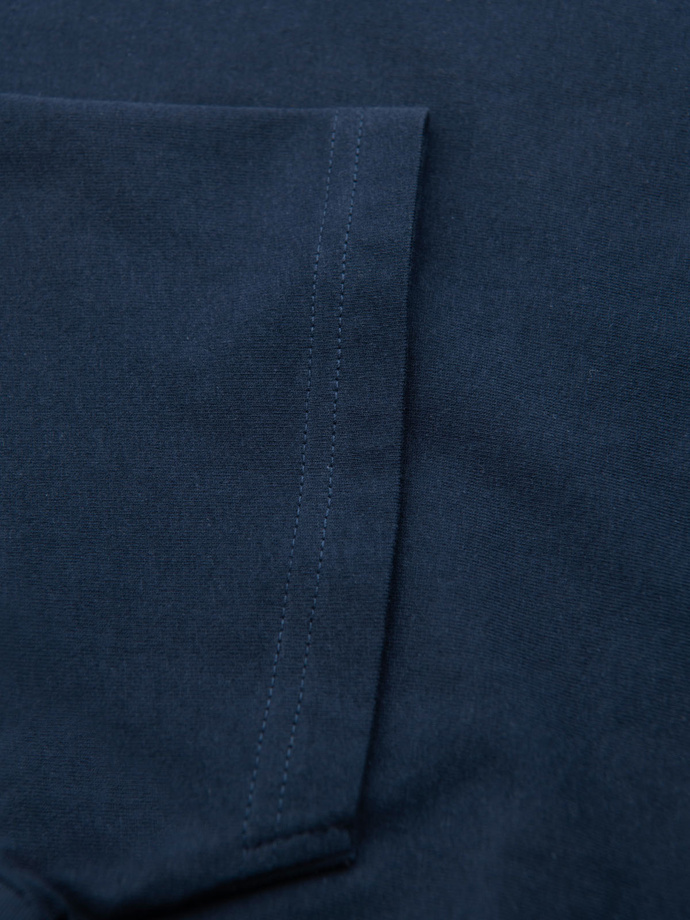 Men's BASIC classic cotton T-shirt with a v-neck - navy blue V2 OM-TSBS-0237