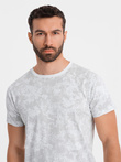 Men's patterned cotton short-sleeved T-shirt - white V1 OM-TSFP-0223