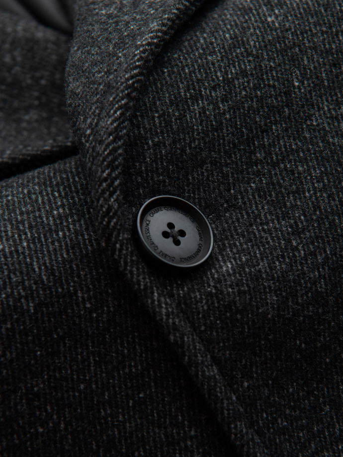 Men's short double-breasted wool coat - graphite V1 OM-COWC-0115