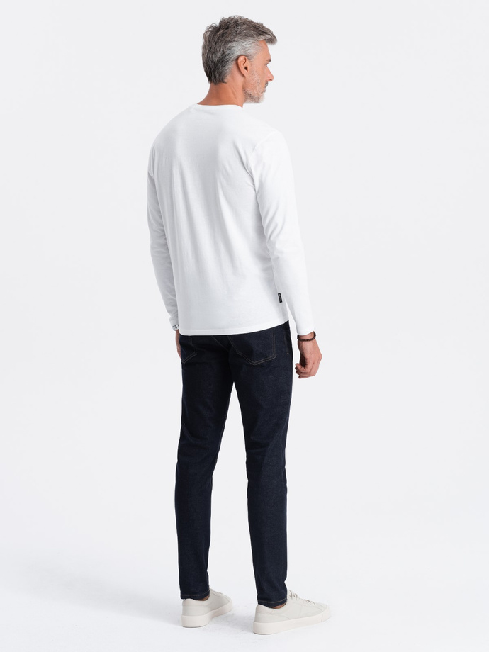 BASIC men's longsleeve with round neckline - white V4 OM-LSBL-0106