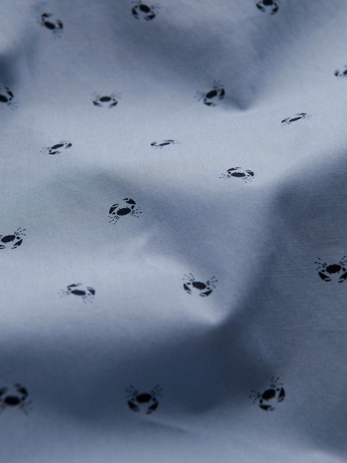 Klasyczna męska bawełniana koszula SLIM FIT w kraby - jasnoniebieska V6 OM-SHCS-0156