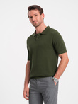 Men's cotton structured knit polo shirt - olive V1 OM-POSS-0117