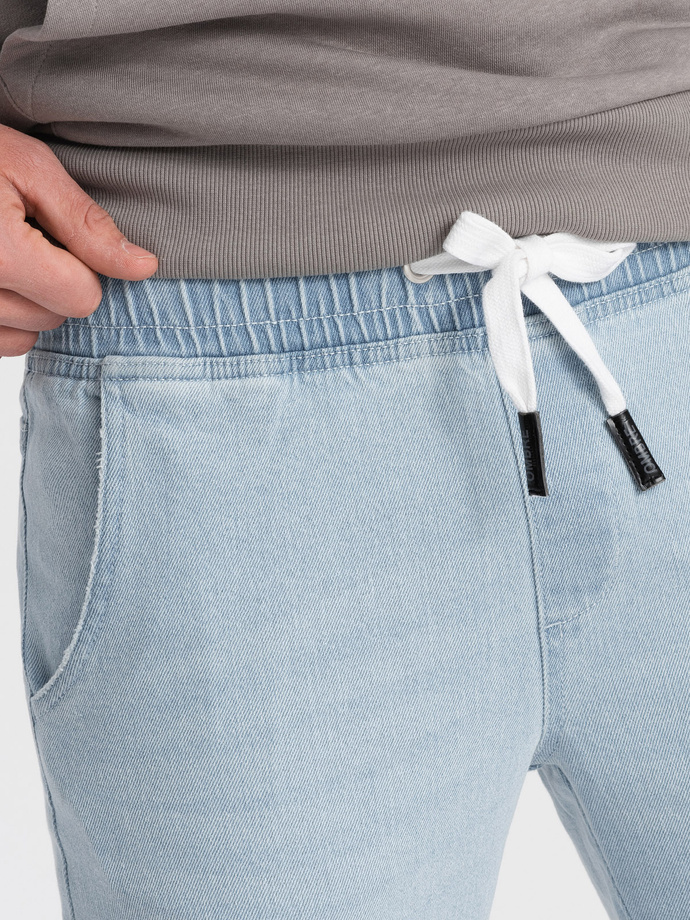 Męskie spodnie jeansowe JOGGERY z przetarciami - jasnoniebieskie V1 OM-PADJ-0150