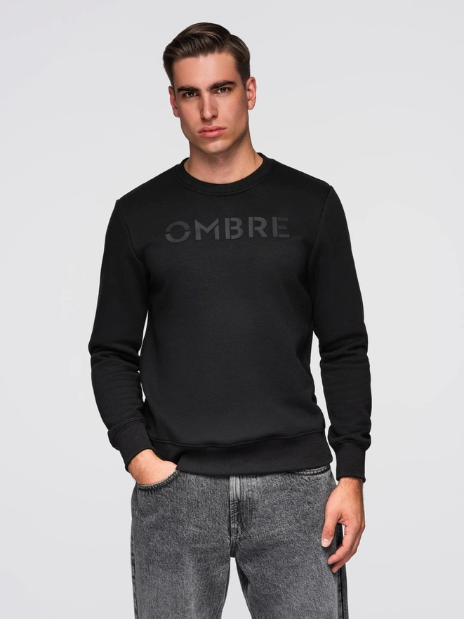 Classic men's sweatshirt with inscription - black V4 OM-SSPS-0181