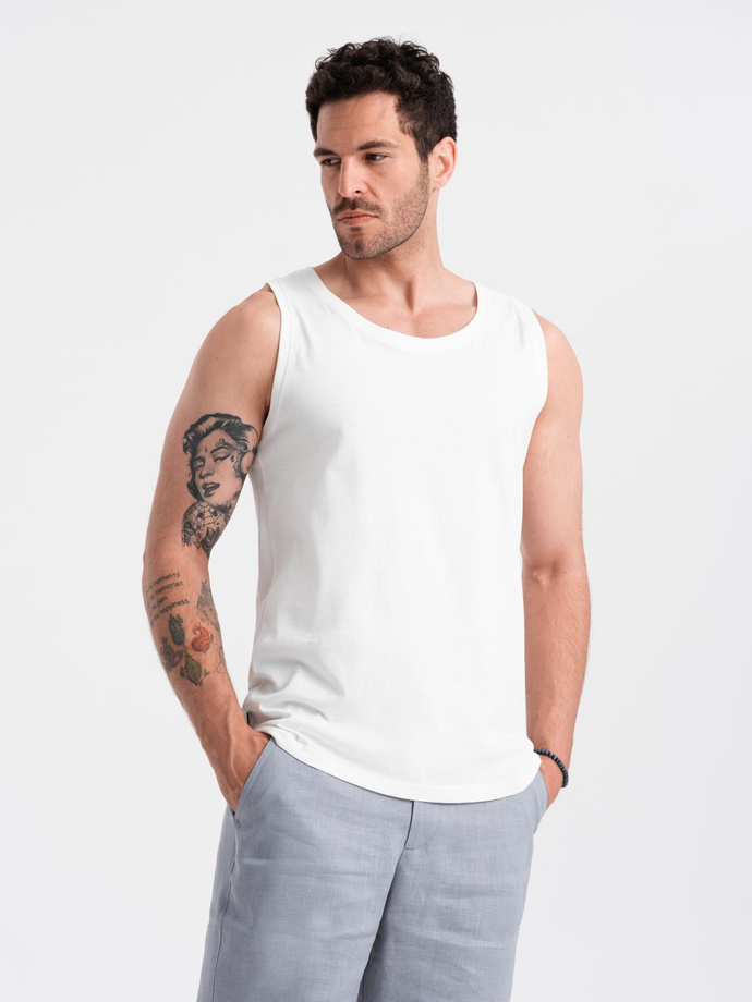 Men's BASIC cotton tank top - white V1 OM-TSBT-0192