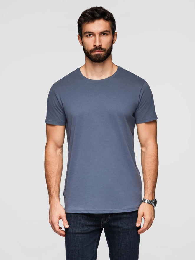 BASIC men's classic cotton T-shirt - blue denim V7 OM-TSBS-0236