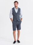 Men's elegant set suit vest + shorts - navy blue V1 Z112