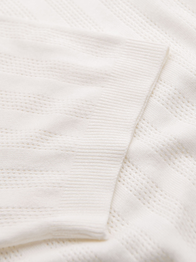 Men's openwork sweater with round neckline and short sleeves - white V1 OM-TSCT-0251