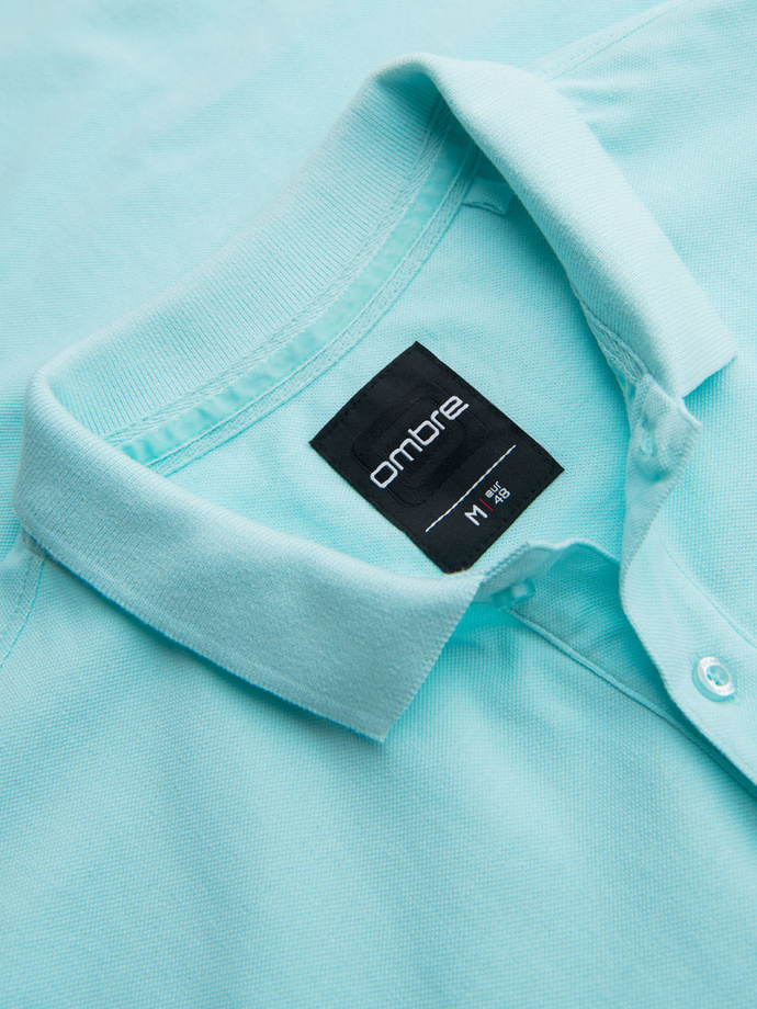 Cotton pique knit polo shirt - blue V2 OM-POSS-0103