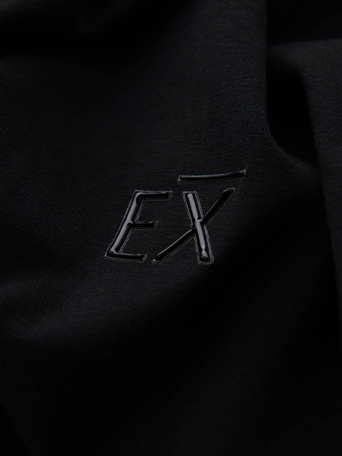 T-shirt męski SLIM FIT z elastanem i printem – czarny V1 OM-TSBC-0222