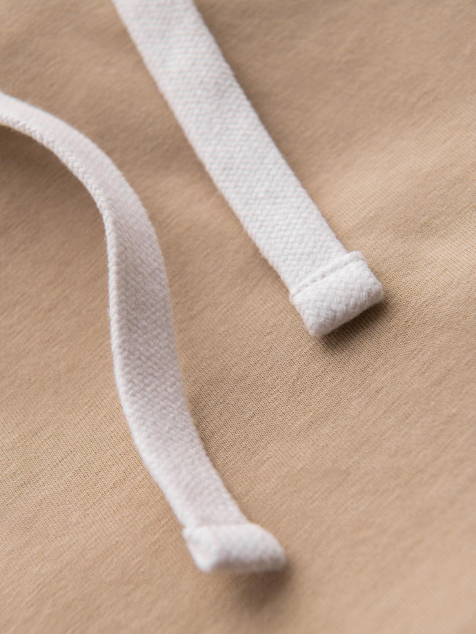 Męski t-shirt bawełniany z kapturem – beżowy V5 OM-TSCT-0256