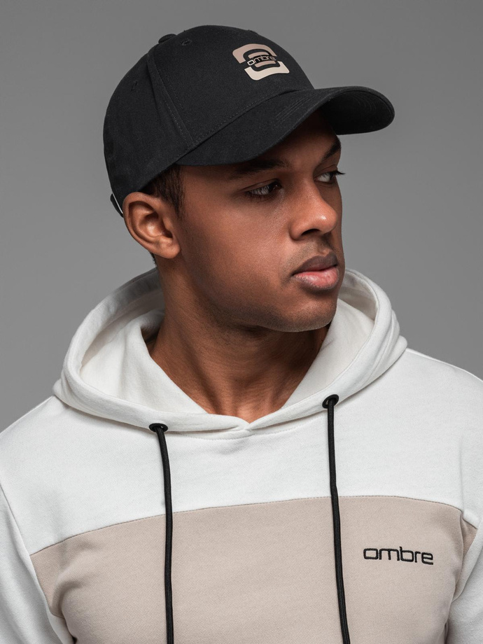 Czapka męska bejsbolówka z logo – czarna V2 OM-ACCS-0100