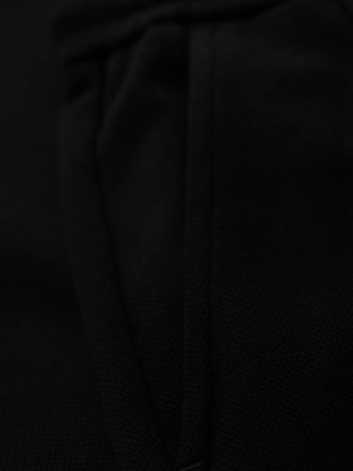 Męskie spodnie z dzianiny pique z regulacją w pasie – czarne V2 OM-PACP-0283