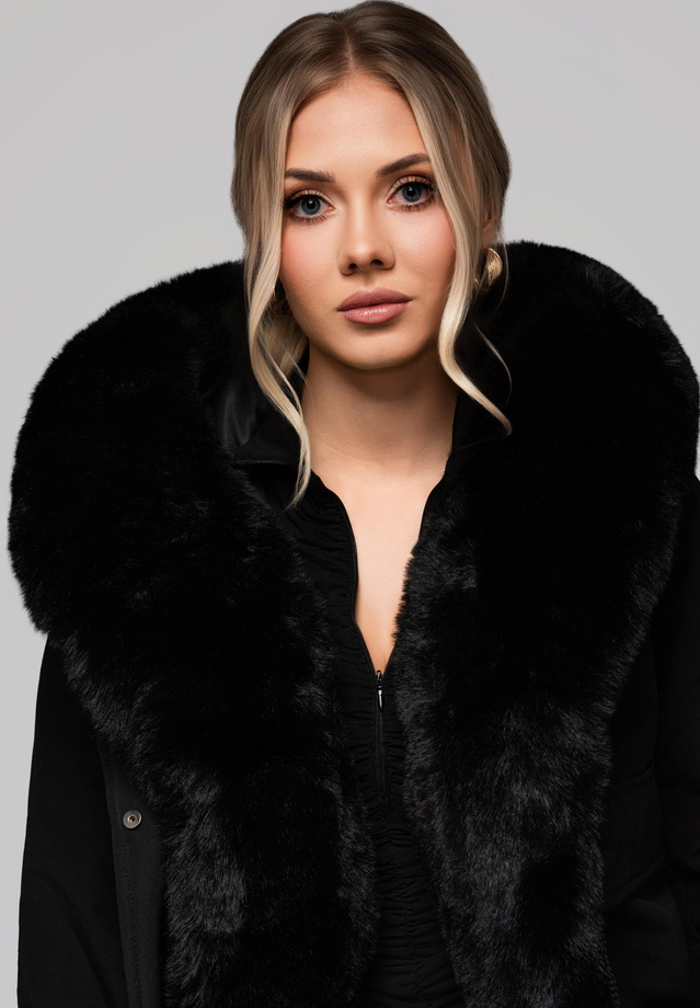 Women's jacket with detachable fur OW-JALP-0100 v1 - black