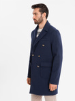 Men's double-breasted coat with decorative buttons - indigo V1 OM-COWC-0109