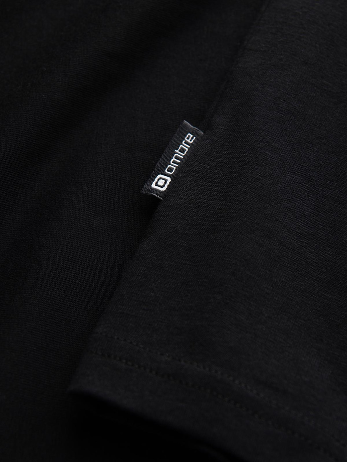 Męski T-shirt V-NECK z elastanem - czarny V3 OM-TSCT-0106