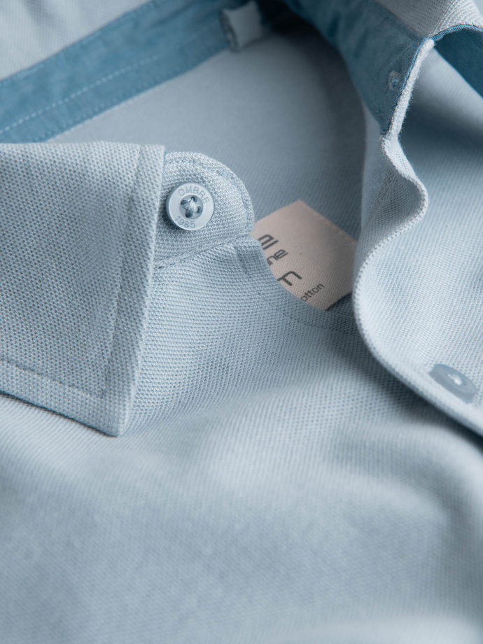 Koszula męska dzianinowa z długim rękawem - niebieska V3 K540