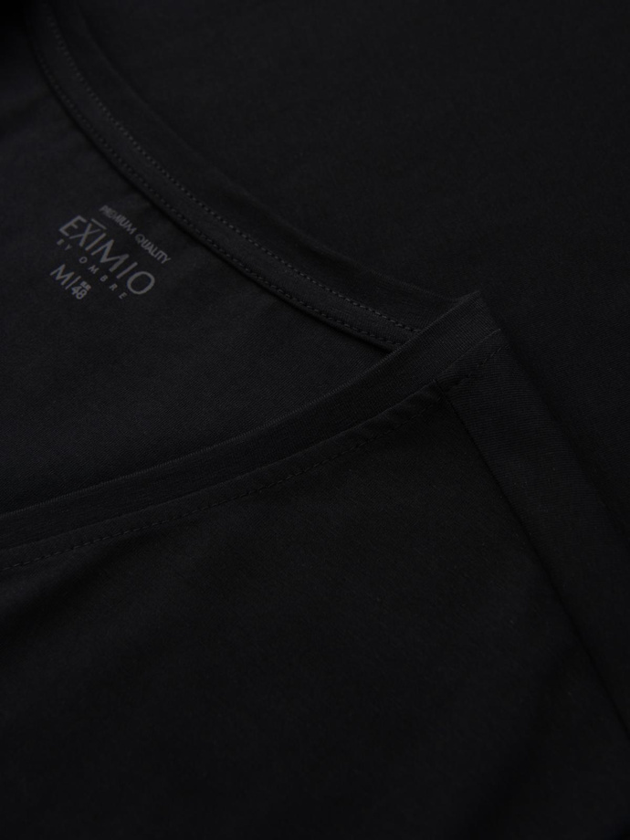 Men's V-neck SLIM FIT T-shirt with elastane and print - black V1 OM-TSBC-0221