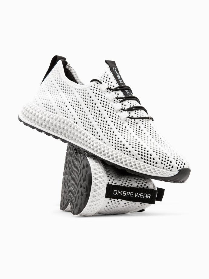 Buty męskie wsuwane sneakersy z siateczki - białe V7 OM-FOKS-0117