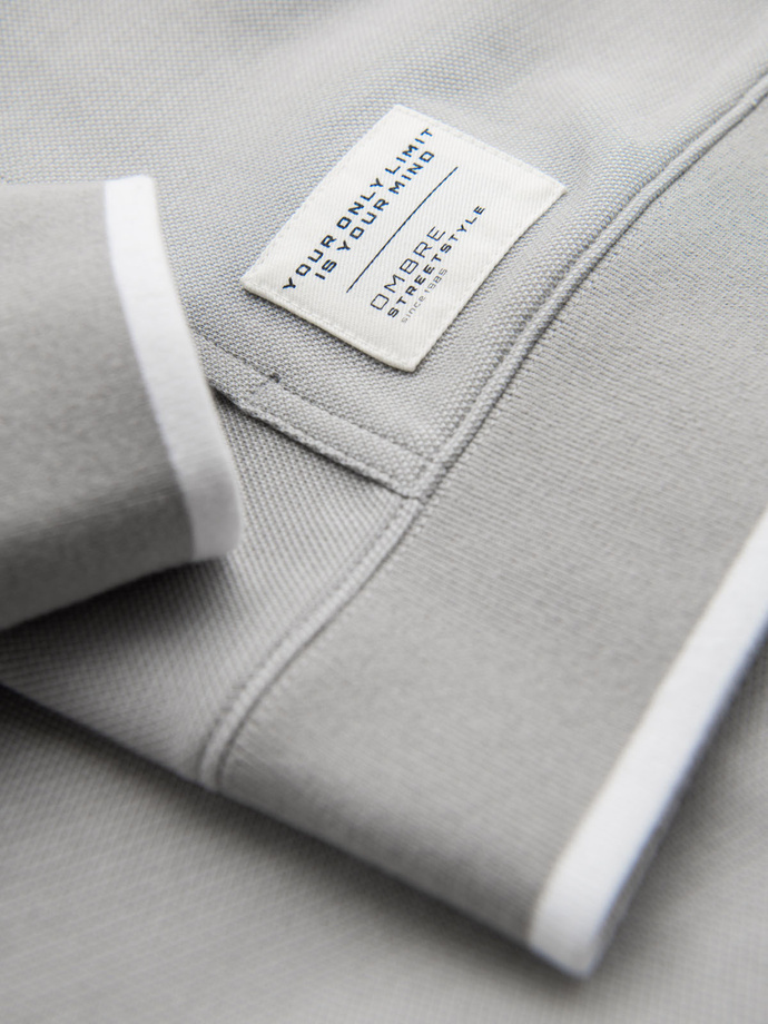 Męska bluza dresowa z kapturem o delikatnej strukturze – szara V4 OM-SSZP-0191