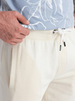 Men's knitted shorts with drawstring and pockets - cream V12 OM-SRBS-0139