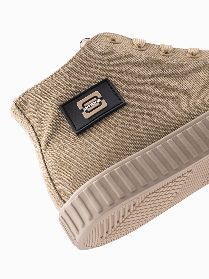 Buty trampki męskie canvas z wysoką cholewką – piaskowe V3 OM-FOTH-0186