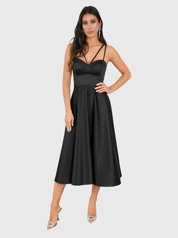MARILYN polka dot midi dress DLR133- black