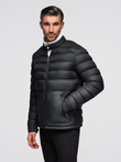 Men's quilted classic jacket with stand-up collar - black V1 OM-JALP-0261
