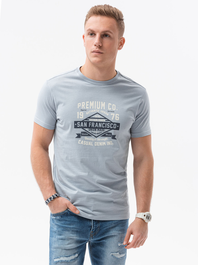 Men's printed t-shirt V-20A- blue S1434