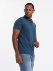 BASIC men's cotton polo t-shirt set - white/maroon/dark blue V4 OM-POBS-0133