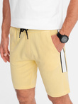 Men's sweat shorts with piping - yellow V1 W359