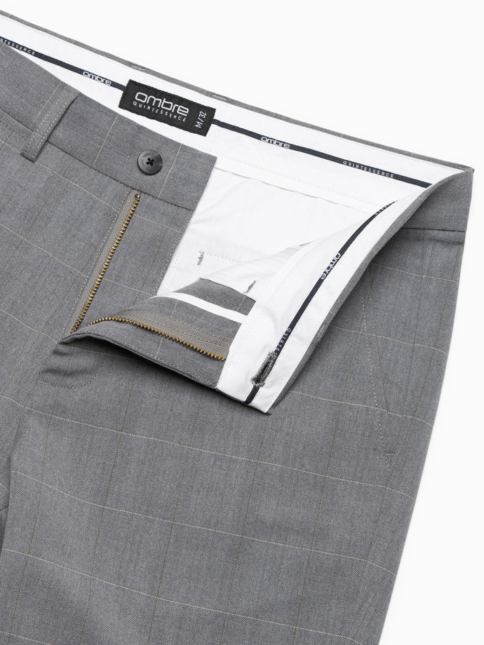 Men's classic cut pants in a delicate check - grey V3 OM-PACP-0187