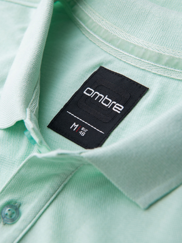 Koszulka polo z bawełnianej dzianiny pique – miętowa V1 OM-POSS-0103
